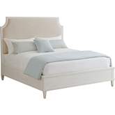 Belle Isle King Bed in Sand White Linen & Shell White Wood