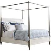 Coral Gables Poster Queen Bed in Shell White Wood & Pewter