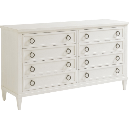 Kings Bay 8 Drawer Double Dresser in Shell White Wood
