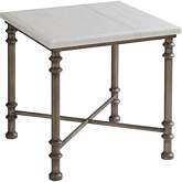 Flagler End Table in White Marble & Pewter Metal
