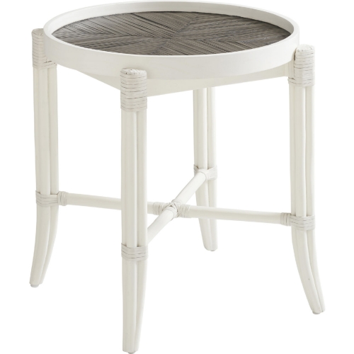 Neptune End Table in Espresso Crushed Bamboo & Shell White Rattan