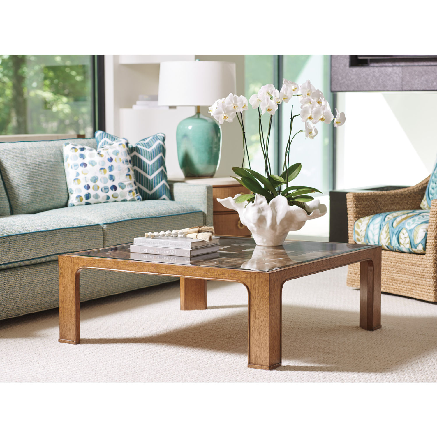 Palm Desert Redford Square Rattan Cocktail Table - Thumbnail 2
