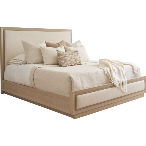 Grayson King Bed in Sand Drift Wood & Linen White Fabric
