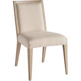 Nicholas Dining Chair in Sand Drift Wood & Linen White Fabric