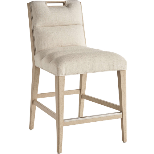 Greer Counter Stool in Sand Drift Wood & Linen White Fabric