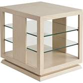 Benson Lamp Side Table in Sand Drift Finish Wood & Glass
