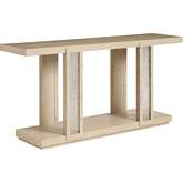 Fischer Console Table in Sand Drift Wood & Tempered Wavy Glass