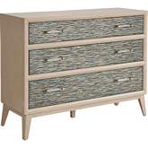 Kenan 3 Drawer Accent Hall Chest in Sand Wood, Emerald & Gold