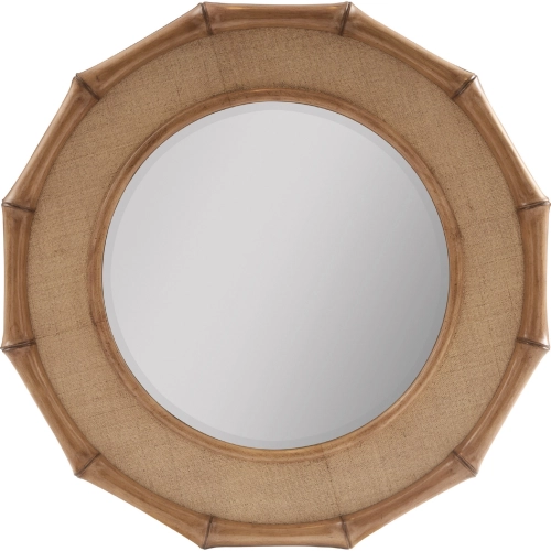 Cobia 39.75" Round Mirror in Wood & Raffia