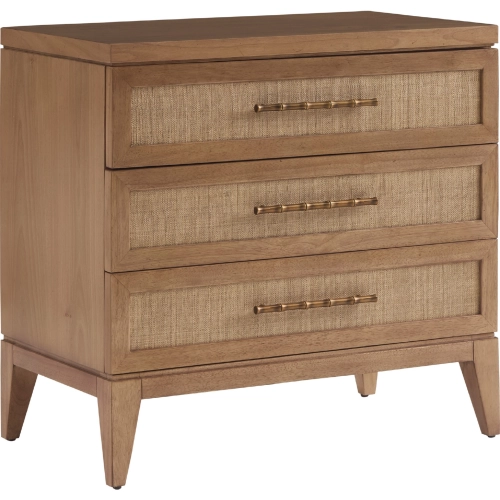 Beachside Nightstand in Wood & Raffia