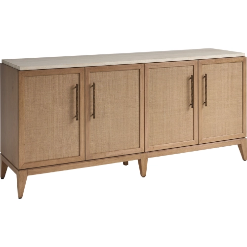 Biscayne Landing Buffet in Travertine, Wood & Raffia