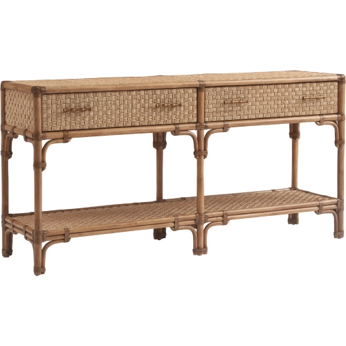Sailfish Point Sideboard in Leather Wrapped Rattan & Braided Abaca