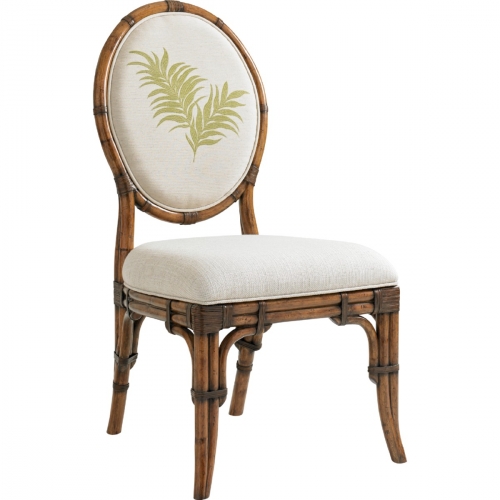 Gulfstream Oval Back Dining Chair with Woven Palm Frond Pattern Front