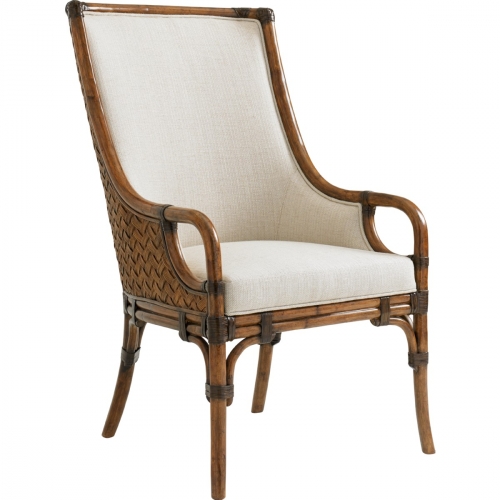 Marabella Dining Arm Chair with Woven Rattan Back & Sides with Sailcloth Seat