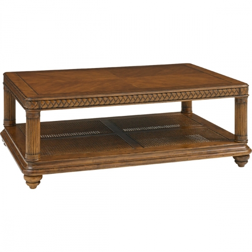 Vineyard Point Storage Cocktail Table with Cherry, Maple & Ebony Top & Braid Detail