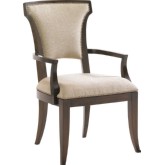 Seneca Dining Arm Chair in Rose Gold Fabric & Walnut Finish (Set of 2)