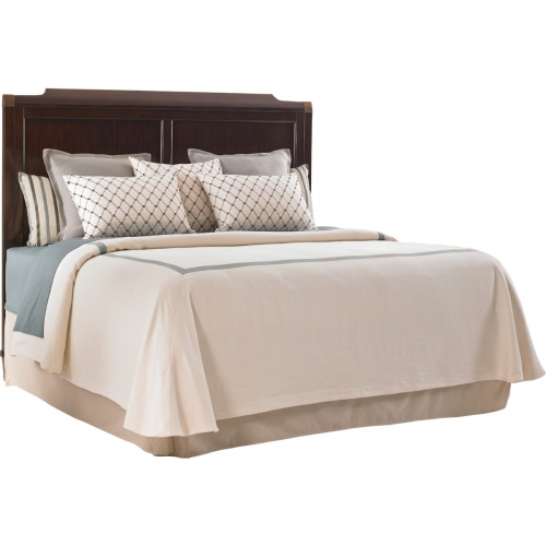 Bennington Headboard Only in Ribbon Stripe Mahogany with Burnished Brass Accents (King)