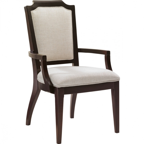 Candace Dining Arm Chair in Ivory Fabric & Wood (Set of 2)