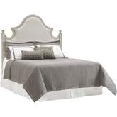 Arbor Hills King Headboard in Oyster Shell Wood & Gray Ivory Fabric