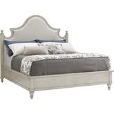 Sag Harbor Queen Headboard in Oyster Shell Wood & Gray Ivory Fabric