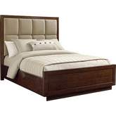 Casa Del Mar Queen Bed in Hazelnut Fabric & Mocha Cherry