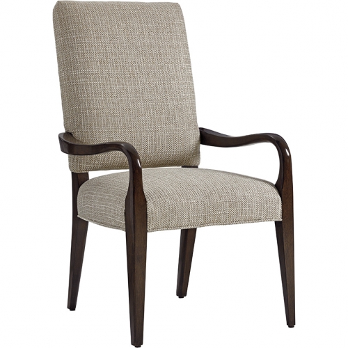 Sierra Dining Arm Chair in Ivory Taupe Fabric & Mocha Cherry (Set of 2)