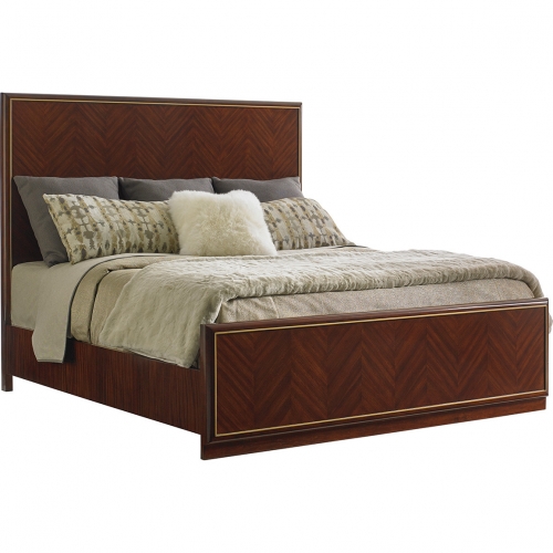 Carlyle Panel CA King Bed in Zebrano Wood & Gold