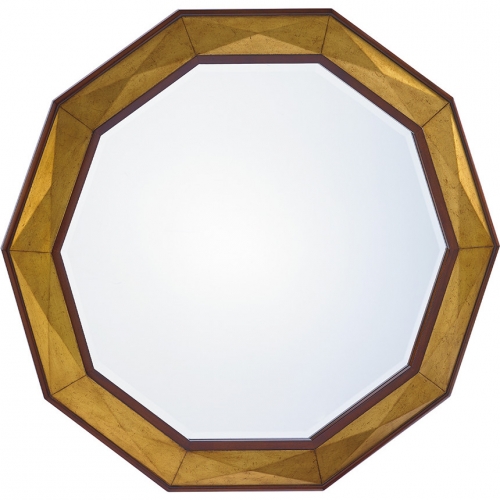 Savoy Round Mirror in Burnished Gold Leaf