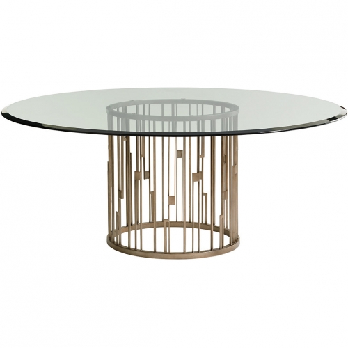 Rendezvous 60" Dining Table in Burnished Silver Leaf & Glass