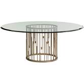 Rendezvous 60" Dining Table in Burnished Silver Leaf & Glass