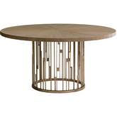 Rendezvous 60" Dining Table in Burnished Silver Leaf & Taupe Gray Wood