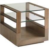 Center Stage Lamp End Table in Taupe Gray Wood & Glass