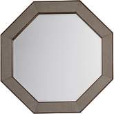 Riva Octagonal Mirror in Taupe Faux Shagreen & Mocha Walnut