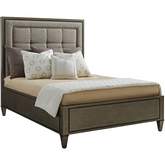 St. Tropez Queen Bed in Platinum & Silver Gray Fabric