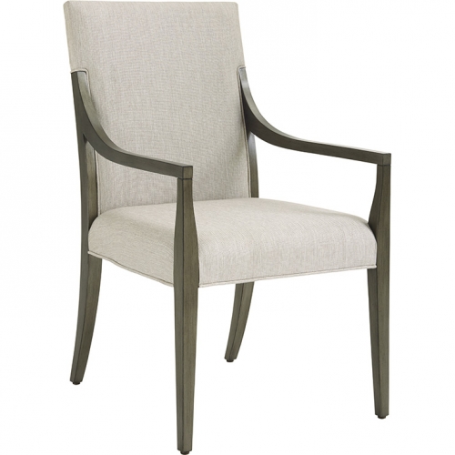 Saverne Dining Arm Chair in Silver Gray Fabric & Wood (Set of 2)