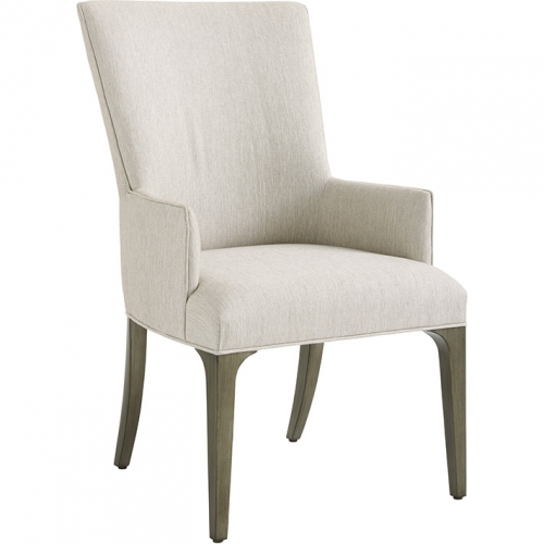 Bellamy Dining Arm Chair in Silver Gray Fabric & Wood (Set of 2)