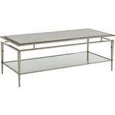Athene Cocktail Coffee Table in Stainless Steel, Glass & Silver White Marble