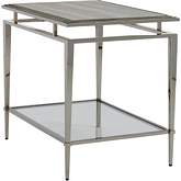 Athene End Table in Stainless Steel, Glass & Silver White Marble