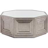 Rochelle Octagonal Cocktail Table in Silver Leaf & Mirror
