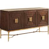 Tiburon Sideboard in Brown Travertine, Gold & Walnut Finish