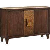 Santa Clara Hall Chest in Walnut Finish & Brown Travertine