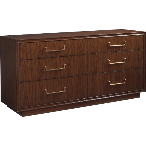 Fenwick Double Dresser in Walnut Wood & Rose Gold