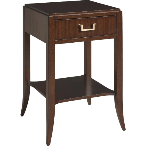Vera 1 Drawer Nightstand Table in Walnut Wood & Rose Gold