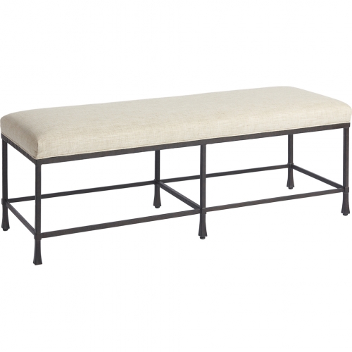 Ruby Bed Bench in Bronze Metal & Ivory Fabric