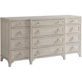 Garnet Breakfront 12 Drawer Dresser in Sailcloth Finish Wood