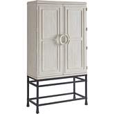 Jade Bar Chest on Stand in Sailcloth Wood & Bronze Metal