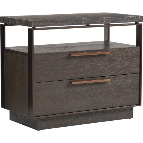 Empire Pass Bachelors Chest in Marble, Brown Wood & Bronze