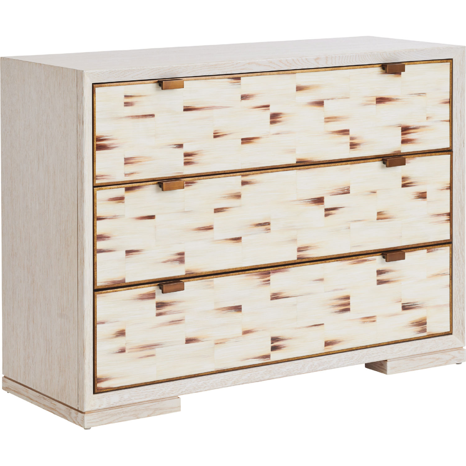 Barclay Butera 01-0931-973 Dry Creek Hall Chest in Winter White Wood, Faux  Horn & Brass