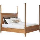 Strand Poster CA King Bed in Nutmeg Brown Finish & Cane