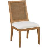 Smithcliff Dining Chair in Nutmeg Brown, Cane & Linen White Fabric